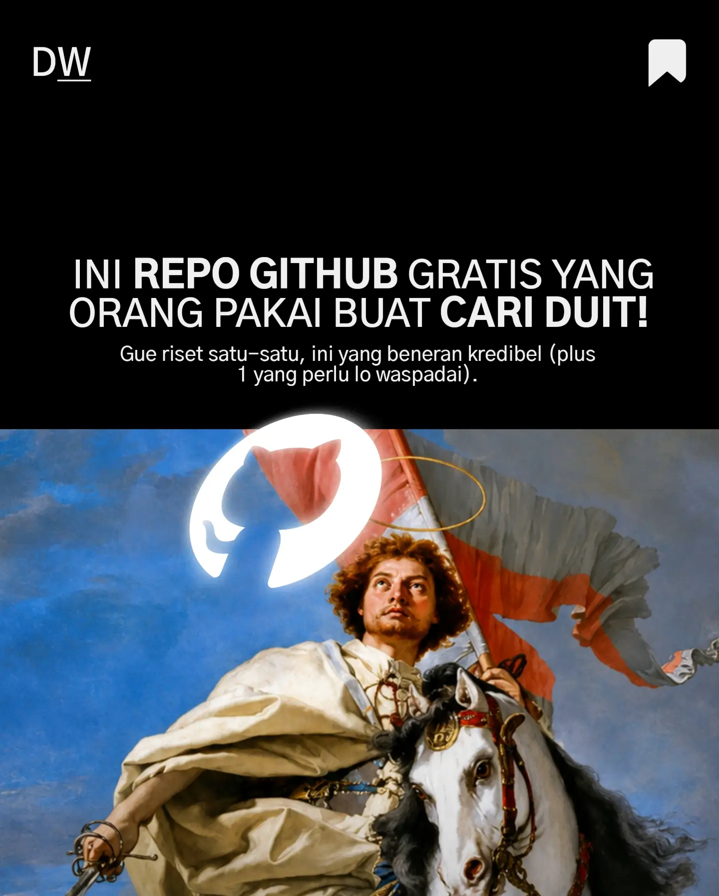Dede Wiranto menawarkan hasil riset kredibilitas repo AI yang bisa dijadikan sumber penghasilan, dan mengajak follower untuk komen 'STAR'.