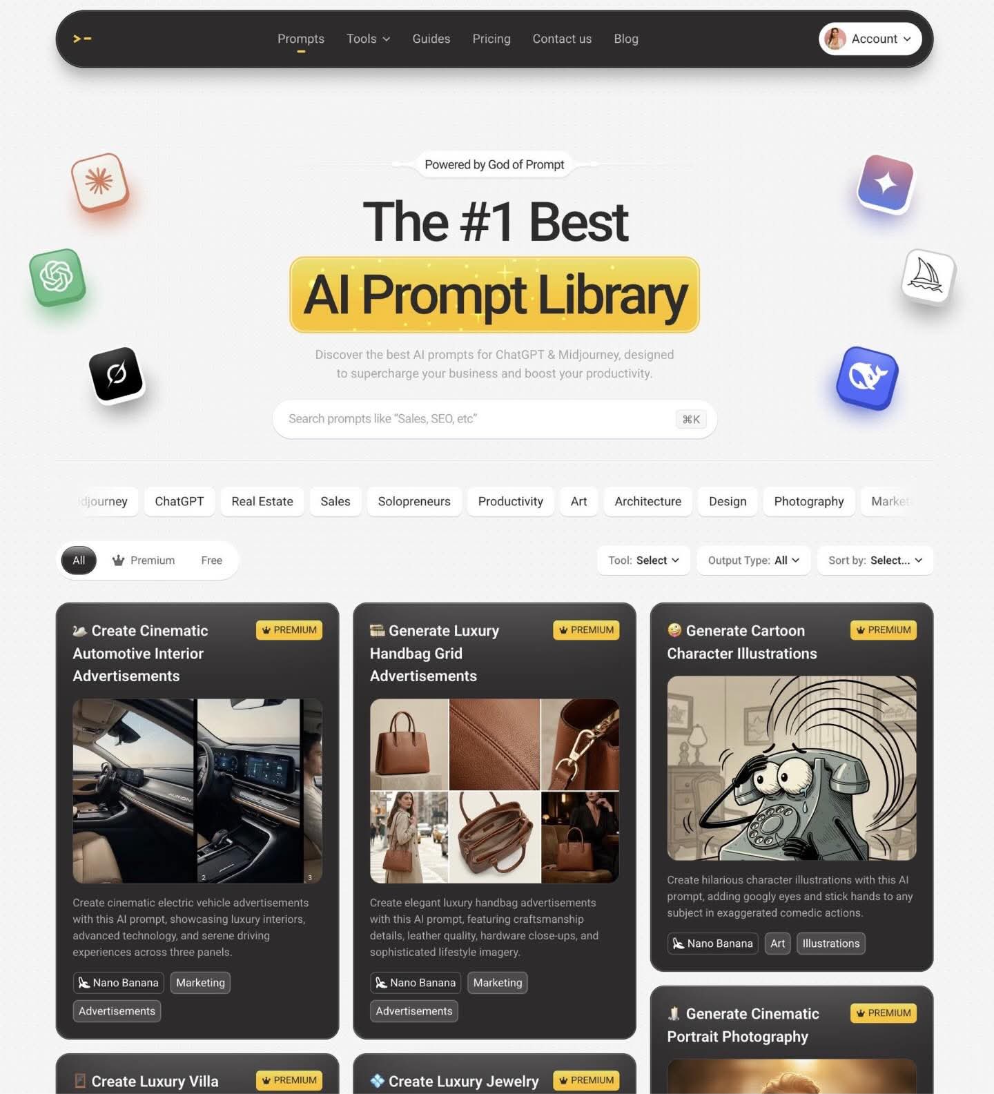 Rekomendasi website berisi library prompt AI lengkap untuk berbagai tools seperti ChatGPT dan Claude, dikategorikan agar mudah dicari sesuai kebutuhan.