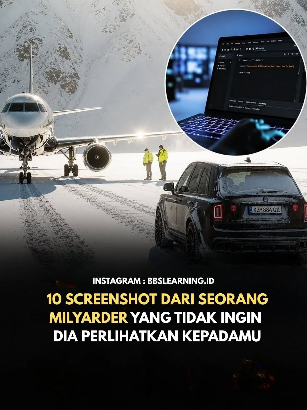 Post perkenalan akun @bbslearning.id yang berfokus pada konten pola pikir, disiplin, dan pertumbuhan diri untuk membantu pengikutnya mengubah masa depan mereka.
