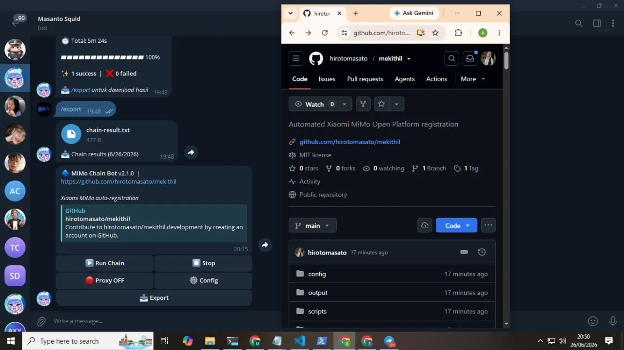 Masanto merilis Mekithil, tool open source untuk auto register XiaomiMimo dan auto create API key dengan kontrol via Telegram Bot.